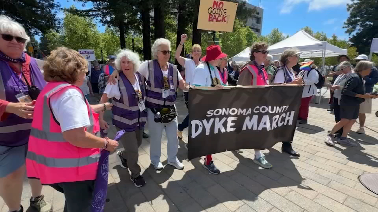 Hundreds rally for 1st-ever Sonoma Co. Dyke March in Santa Rosa: 'We're here. We're queer!'