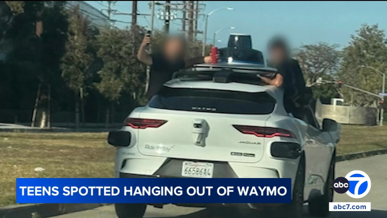 Teens seen hanging out of Waymo in busy SoCal traffic