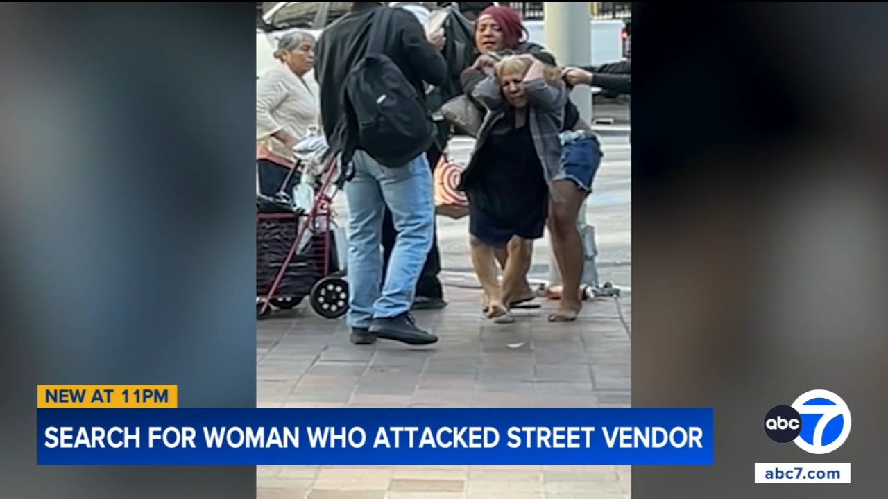 Street vendor suffers brutal attack while working in downtown Los Angeles, video shows