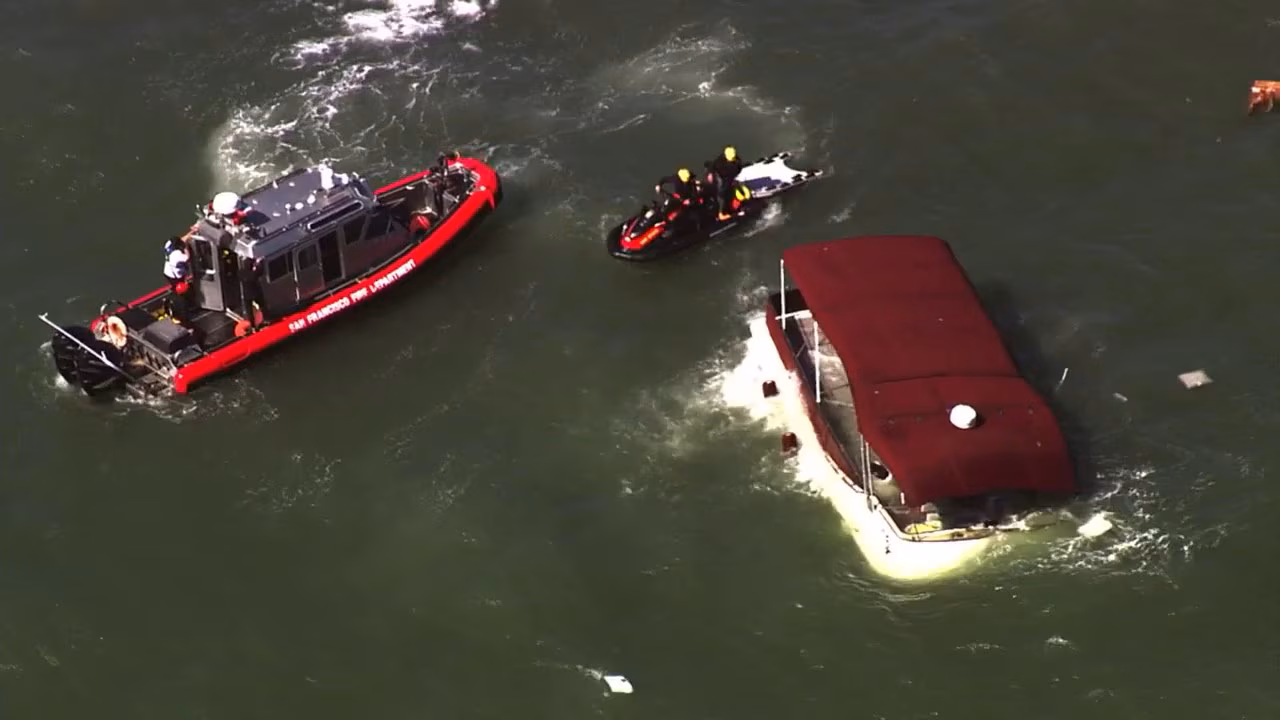 Boat rescue near San Francisco's Alcatraz Island