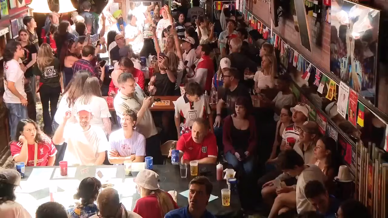 Fans gather at San Francisco English pub for England-Argentina game