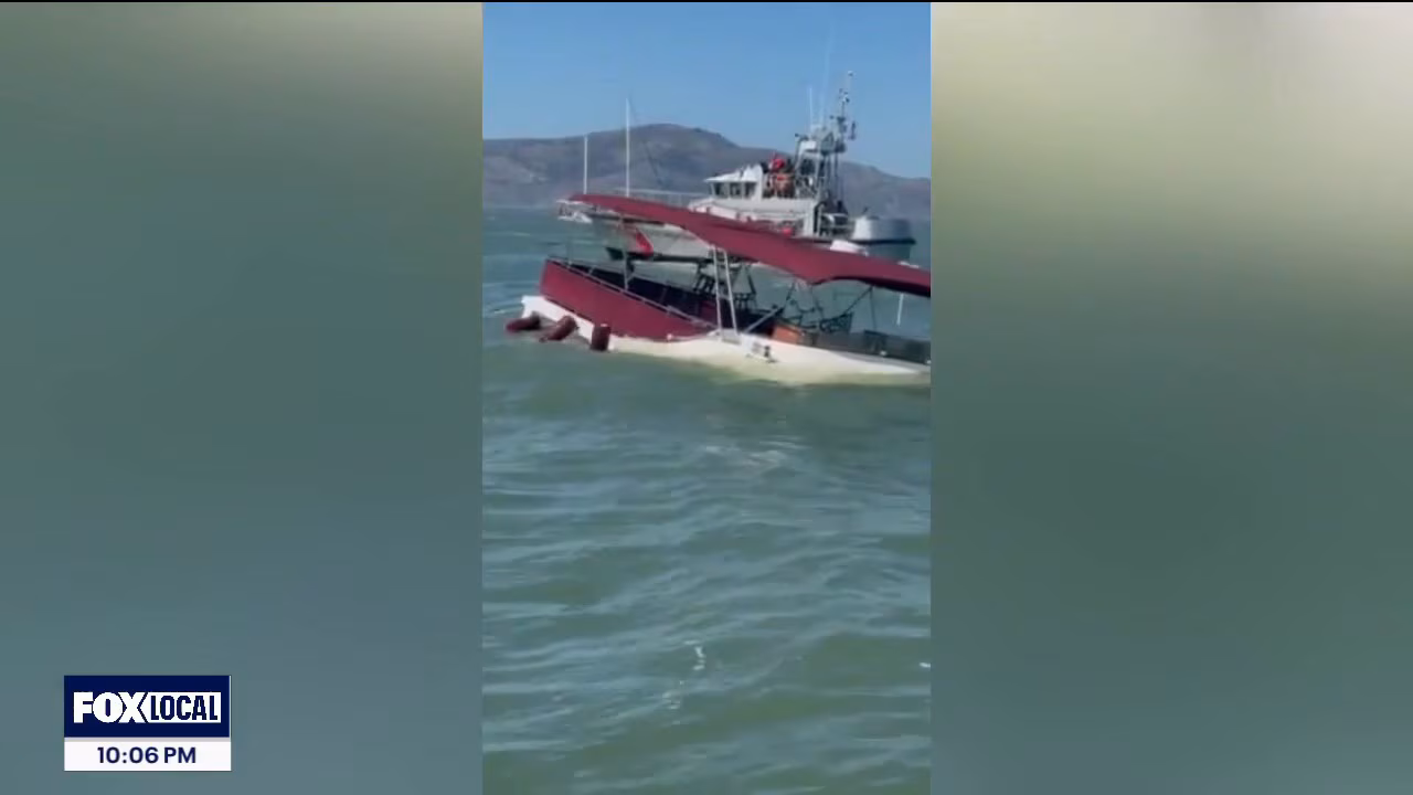 Video captures chaotic rescue in SF Bay  after boat sinks